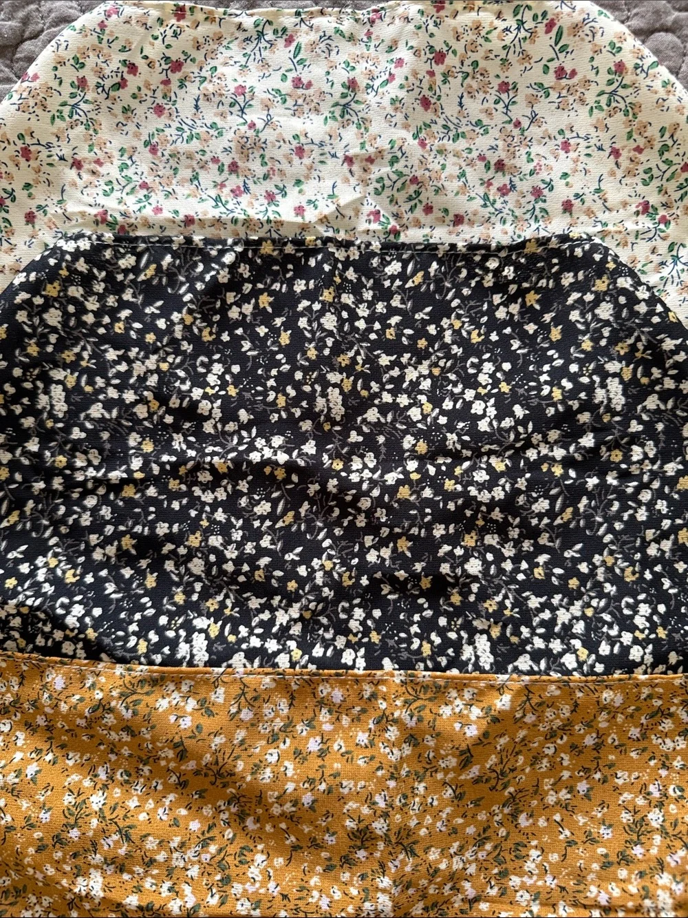 Floral Lace-Trim Bandana Scarves - Mustard, Navy, Cream NWOT